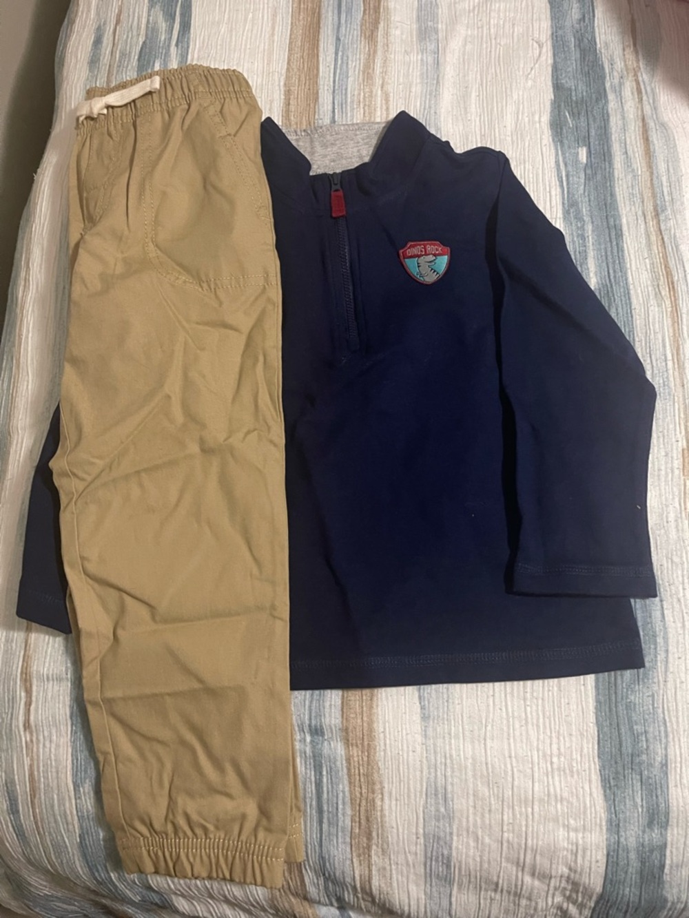 Kids Matching Set - Navy Top and Khaki Pants - NEW